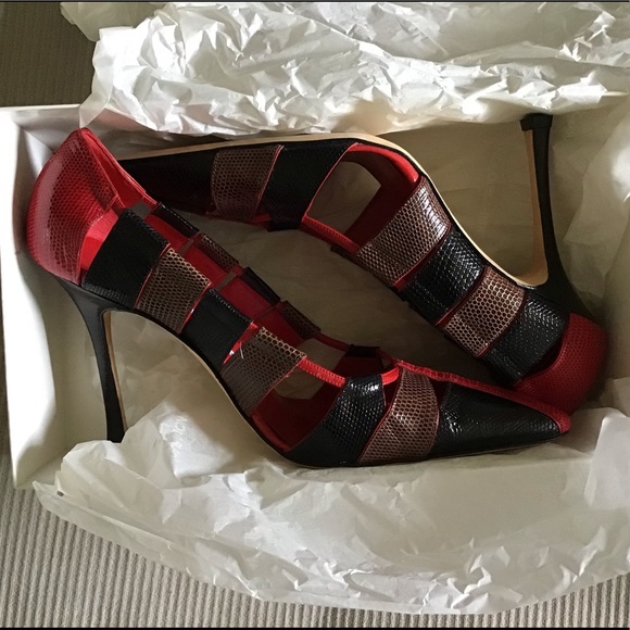 Manolo Blahnik Red Lizard size 39 brand new $1100 - Picture 2 of 12